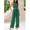 imagePRETTYGARDEN 2 Piece Sets for Women Summer Casual 2025 Spring Sleeveless Tank Ribbed Travel Vacation Lounge Wear OutfitsGreen
