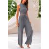 imagePRETTYGARDEN 2 Piece Sets for Women Summer Casual 2025 Spring Sleeveless Tank Ribbed Travel Vacation Lounge Wear OutfitsGrey