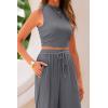 imagePRETTYGARDEN 2 Piece Sets for Women Summer Casual 2025 Spring Sleeveless Tank Ribbed Travel Vacation Lounge Wear OutfitsGrey