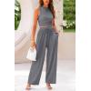 imagePRETTYGARDEN 2 Piece Sets for Women Summer Casual 2025 Spring Sleeveless Tank Ribbed Travel Vacation Lounge Wear OutfitsGrey