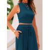 imagePRETTYGARDEN 2 Piece Sets for Women Summer Casual 2025 Spring Sleeveless Tank Ribbed Travel Vacation Lounge Wear OutfitsLake Blue