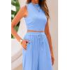 imagePRETTYGARDEN 2 Piece Sets for Women Summer Casual 2025 Spring Sleeveless Tank Ribbed Travel Vacation Lounge Wear OutfitsLight Blue
