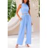 imagePRETTYGARDEN 2 Piece Sets for Women Summer Casual 2025 Spring Sleeveless Tank Ribbed Travel Vacation Lounge Wear OutfitsLight Blue