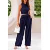 imagePRETTYGARDEN 2 Piece Sets for Women Summer Casual 2025 Spring Sleeveless Tank Ribbed Travel Vacation Lounge Wear OutfitsNavy