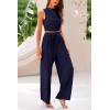 imagePRETTYGARDEN 2 Piece Sets for Women Summer Casual 2025 Spring Sleeveless Tank Ribbed Travel Vacation Lounge Wear OutfitsNavy