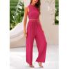 imagePRETTYGARDEN 2 Piece Sets for Women Summer Casual 2025 Spring Sleeveless Tank Ribbed Travel Vacation Lounge Wear OutfitsRose Red