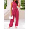 imagePRETTYGARDEN 2 Piece Sets for Women Summer Casual 2025 Spring Sleeveless Tank Ribbed Travel Vacation Lounge Wear OutfitsRose Red