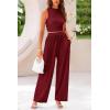imagePRETTYGARDEN 2 Piece Sets for Women Summer Casual 2025 Spring Sleeveless Tank Ribbed Travel Vacation Lounge Wear OutfitsWine Red
