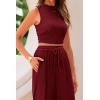 imagePRETTYGARDEN 2 Piece Sets for Women Summer Casual 2025 Spring Sleeveless Tank Ribbed Travel Vacation Lounge Wear OutfitsWine Red