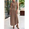 imagePRETTYGARDEN Womens 2 Piece Skirt Set 2025 Summer Ruched Tank Tops Ruffle Maxi Skirts Wedding Guest Matching OutfitsKhaki