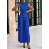 imagePRETTYGARDEN Womens 2 Piece Skirt Set 2025 Summer Ruched Tank Tops Ruffle Maxi Skirts Wedding Guest Matching OutfitsRoyal Blue