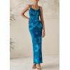 imagePRETTYGARDEN Womens Floral Bodycon Maxi Dress 2025 Summer Beach Sundress Sleeveless Spaghetti Strap Wedding Guest DressLake Blue Floral