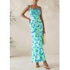 imagePRETTYGARDEN Womens Floral Bodycon Maxi Dress 2025 Summer Beach Sundress Sleeveless Spaghetti Strap Wedding Guest DressLight Green Daisy