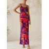 imagePRETTYGARDEN Womens Floral Bodycon Maxi Dress 2025 Summer Beach Sundress Sleeveless Spaghetti Strap Wedding Guest DressNavy Red Floral