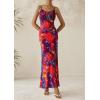 imagePRETTYGARDEN Womens Floral Bodycon Maxi Dress 2025 Summer Beach Sundress Sleeveless Spaghetti Strap Wedding Guest DressNavy Red Floral