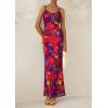 imagePRETTYGARDEN Womens Floral Bodycon Maxi Dress 2025 Summer Beach Sundress Sleeveless Spaghetti Strap Wedding Guest DressNavy Red Floral