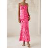 imagePRETTYGARDEN Womens Floral Bodycon Maxi Dress 2025 Summer Beach Sundress Sleeveless Spaghetti Strap Wedding Guest DressPink Floral