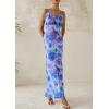 imagePRETTYGARDEN Womens Floral Bodycon Maxi Dress 2025 Summer Beach Sundress Sleeveless Spaghetti Strap Wedding Guest DressPurple Orchid