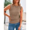 imagePRETTYGARDEN Womens Ribbed Tank Tops 2025 Summer Cap Sleeve Slim Fitted Knit Basic Casual Tee Shirts Trendy Fashion ClothesKhaki