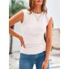 imagePRETTYGARDEN Womens Ribbed Tank Tops 2025 Summer Cap Sleeve Slim Fitted Knit Basic Casual Tee Shirts Trendy Fashion ClothesWhite