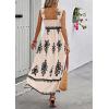 imagePRETTYGARDEN Womens Summer Boho Maxi Dress 2025 Casual Sleeveless Square Neck Floral Aline Smocked Beach Dresses with PocketsFloral Apricot Black