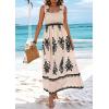 imagePRETTYGARDEN Womens Summer Boho Maxi Dress 2025 Casual Sleeveless Square Neck Floral Aline Smocked Beach Dresses with PocketsFloral Apricot Black