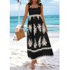 imagePRETTYGARDEN Womens Summer Boho Maxi Dress 2025 Casual Sleeveless Square Neck Floral Aline Smocked Beach Dresses with PocketsFloral Black Apricot