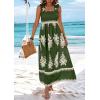 imagePRETTYGARDEN Womens Summer Boho Maxi Dress 2025 Casual Sleeveless Square Neck Floral Aline Smocked Beach Dresses with PocketsFloral Green Apricot