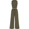 imagePRETTYGARDEN 2 Piece Sets for Women Summer Casual 2025 Spring Sleeveless Tank Ribbed Travel Vacation Lounge Wear OutfitsArmy Green