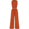 imagePRETTYGARDEN 2 Piece Sets for Women Summer Casual 2025 Spring Sleeveless Tank Ribbed Travel Vacation Lounge Wear OutfitsBrick Red