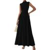 imagePRETTYGARDEN Womens 2 Piece Skirt Set 2025 Summer Ruched Tank Tops Ruffle Maxi Skirts Wedding Guest Matching OutfitsBlack