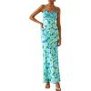 imagePRETTYGARDEN Womens Floral Bodycon Maxi Dress 2025 Summer Beach Sundress Sleeveless Spaghetti Strap Wedding Guest DressLight Green Daisy