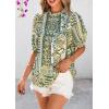 imagePRETTYGARDEN Floral Tops for Women Blouses Dressy Casual 2025 Summer Trendy Outfits Boho Pleated Short Sleeve ShirtsFloral Army Green