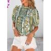 imagePRETTYGARDEN Floral Tops for Women Blouses Dressy Casual 2025 Summer Trendy Outfits Boho Pleated Short Sleeve ShirtsFloral Army Green