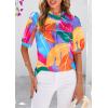 imagePRETTYGARDEN Floral Tops for Women Blouses Dressy Casual 2025 Summer Trendy Outfits Boho Pleated Short Sleeve ShirtsMulticolored Flower