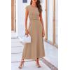 imagePRETTYGARDEN Two Piece Skirt Set for Women 2025 Summer Spring Dressy Casual Knit Travel Vacation Matching Lounge OutfitsKhaki