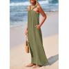 imagePRETTYGARDEN Womens 2025 Casual Long Summer Dresses Sleeveless Strappy Loose Flowy Beach Vacation Maxi Dress with PocketsArmy Green