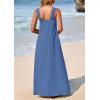imagePRETTYGARDEN Womens 2025 Casual Long Summer Dresses Sleeveless Strappy Loose Flowy Beach Vacation Maxi Dress with PocketsGrey Blue