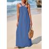 imagePRETTYGARDEN Womens 2025 Casual Long Summer Dresses Sleeveless Strappy Loose Flowy Beach Vacation Maxi Dress with PocketsGrey Blue