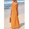 imagePRETTYGARDEN Womens 2025 Casual Long Summer Dresses Sleeveless Strappy Loose Flowy Beach Vacation Maxi Dress with PocketsOrange Yellow