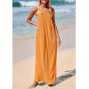 imagePRETTYGARDEN Womens 2025 Casual Long Summer Dresses Sleeveless Strappy Loose Flowy Beach Vacation Maxi Dress with PocketsOrange Yellow