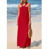 imagePRETTYGARDEN Womens 2025 Casual Long Summer Dresses Sleeveless Strappy Loose Flowy Beach Vacation Maxi Dress with PocketsRed