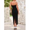 imagePRETTYGARDEN Womens 2025 Spring Maxi Dress Textured Bodycon Tube Off Shoulder Strapless Back Slit Long Party DressesBlack