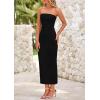 imagePRETTYGARDEN Womens 2025 Spring Maxi Dress Textured Bodycon Tube Off Shoulder Strapless Back Slit Long Party DressesBlack