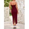 imagePRETTYGARDEN Womens 2025 Spring Maxi Dress Textured Bodycon Tube Off Shoulder Strapless Back Slit Long Party DressesWine Red