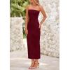 imagePRETTYGARDEN Womens 2025 Spring Maxi Dress Textured Bodycon Tube Off Shoulder Strapless Back Slit Long Party DressesWine Red