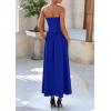 imagePRETTYGARDEN Womens 2025 Spring Strapless Maxi Dresses Patchwork Long Flowy Pockets Elegant Going Out Summer Tube Top DressBlue