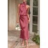 imagePRETTYGARDEN Womens 2025 Summer Satin Dress Elegant Sleeveless Mock Neck Cocktail Party Maxi DressesBrick Red
