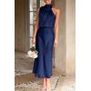imagePRETTYGARDEN Womens 2025 Summer Satin Dress Elegant Sleeveless Mock Neck Cocktail Party Maxi DressesDark Navy