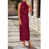 imagePRETTYGARDEN Womens 2025 Summer Satin Dress Elegant Sleeveless Mock Neck Cocktail Party Maxi DressesDeep Red